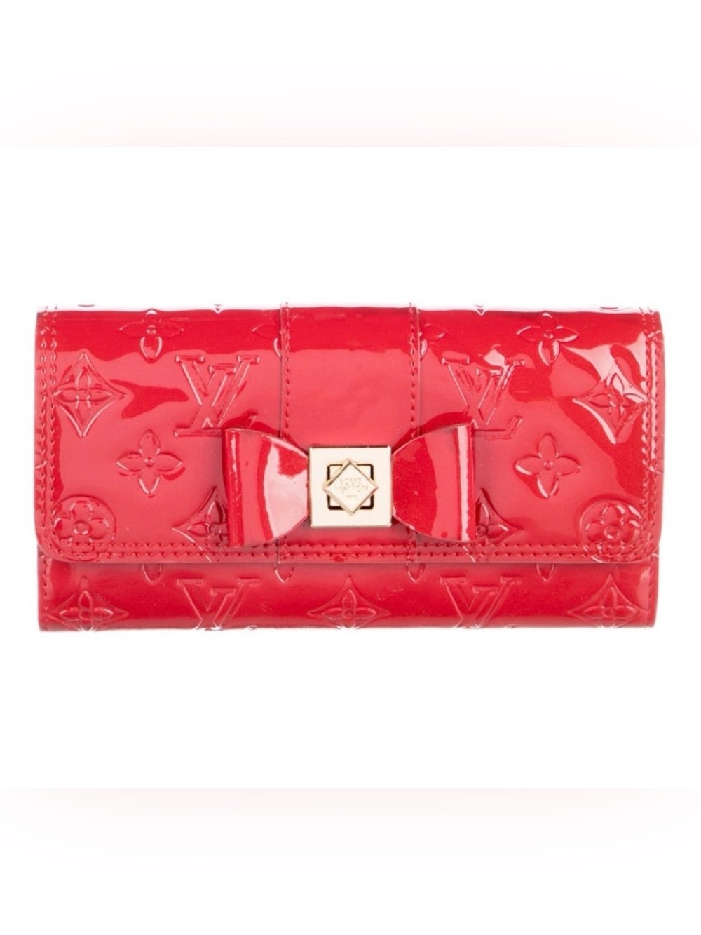 ✨🛍️ Louis Vuitton Red Vernis Sarah Noeud Wallet